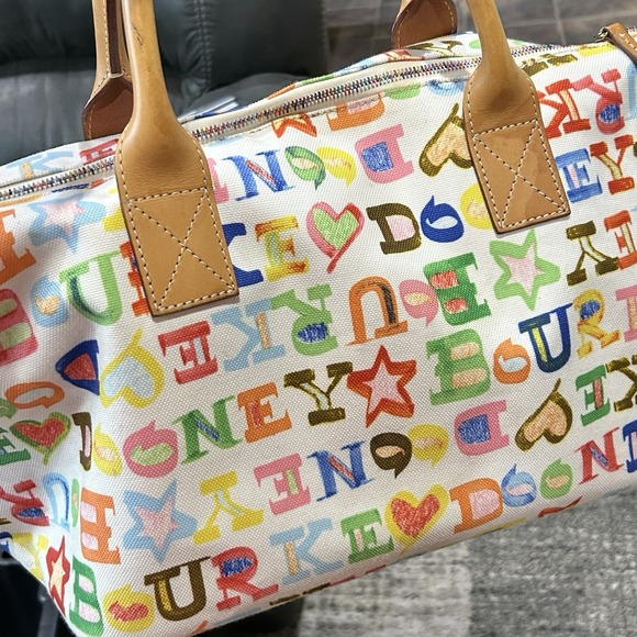 Authentic Dooney & Bourne Signature Logo Multicolor Canvas Duffle Style Bag - Picture 16 of 16